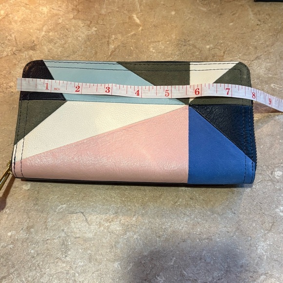 Fossil Logan RFID Zip Around Clutch Leather Wallet Light Patchwork NWT - Picture 9 of 10